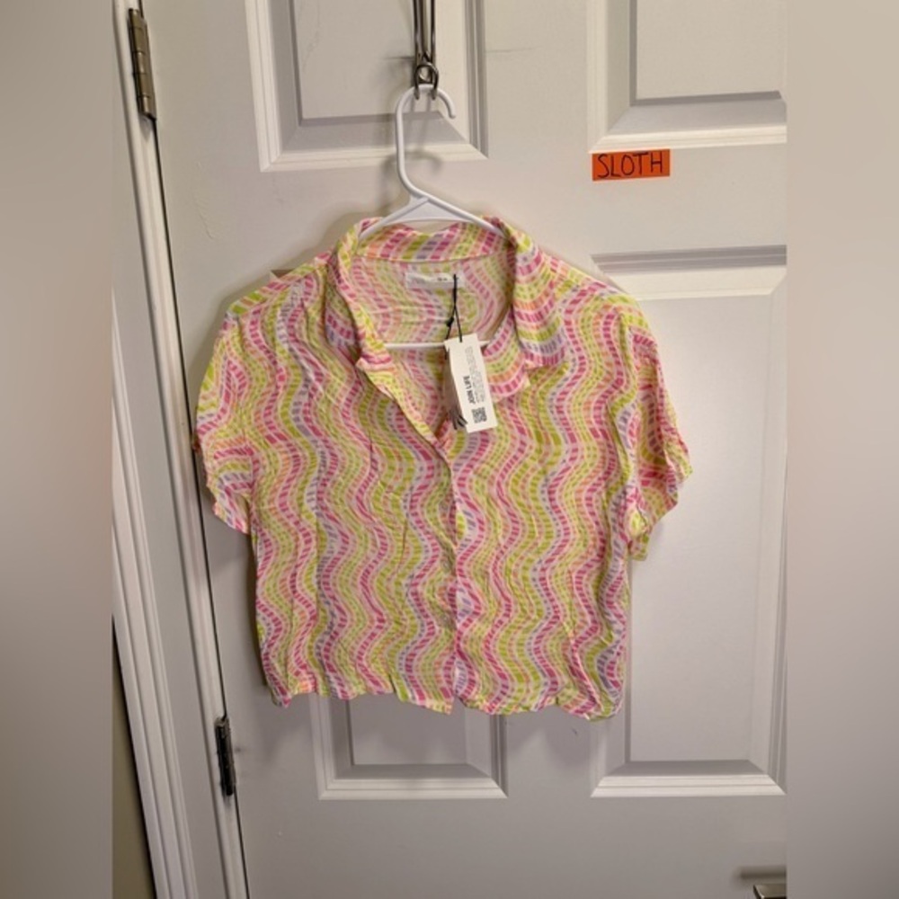 Youth Girls Zara Short Sleeve Button Down Shirt